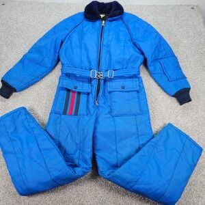 Vintage Walls Zero-Zone Insulated Snow Suit Blue One Piece Coveralls 14-16 L Reg